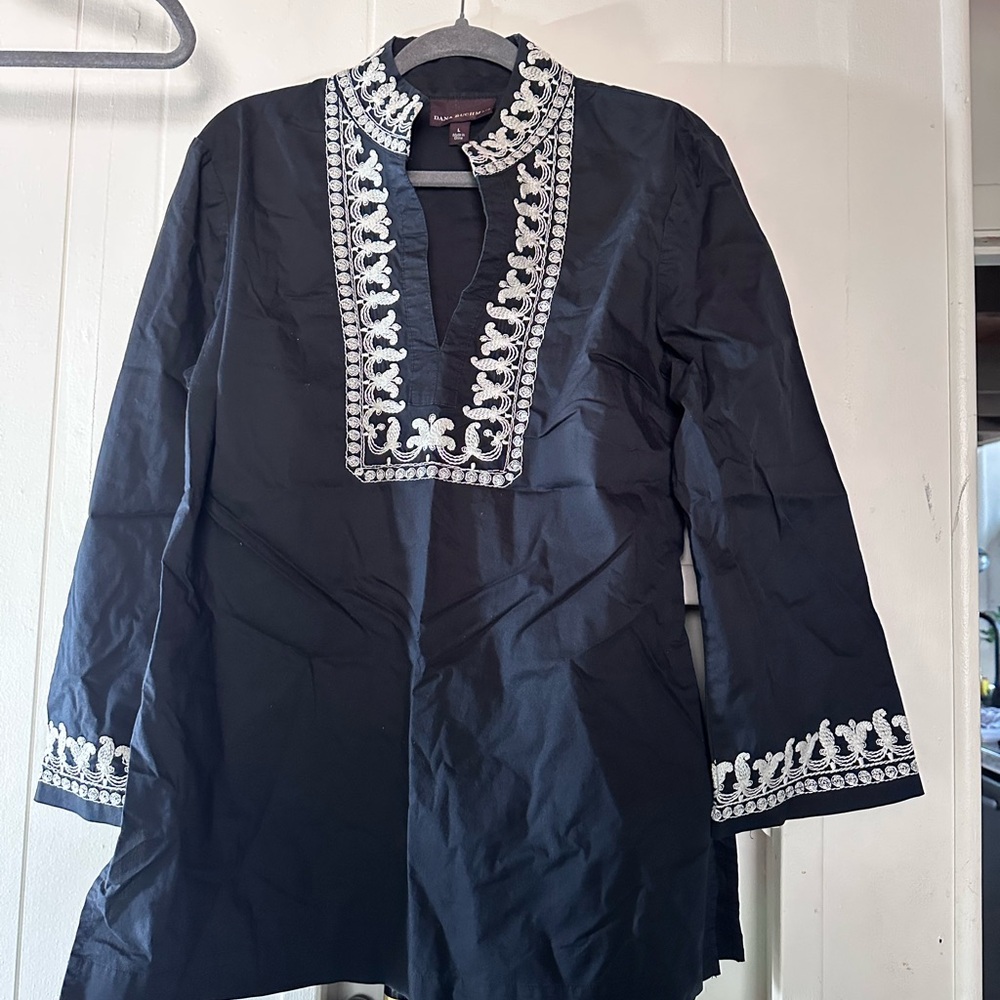 Black Tunic with White Embroidery